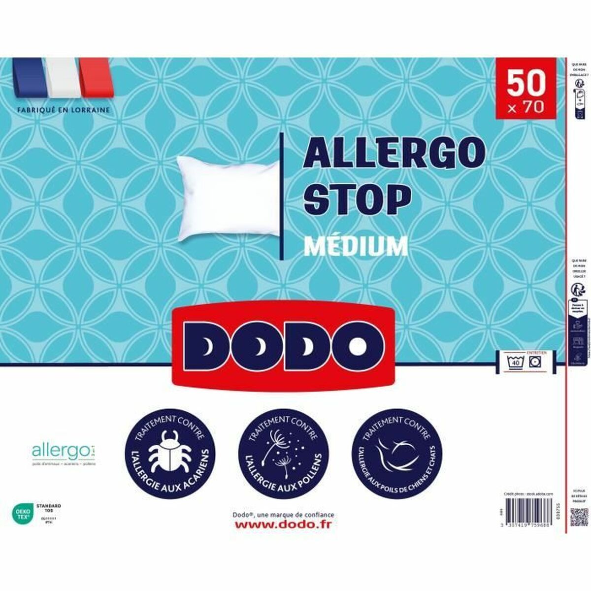 Kudden DODO ALLERGO STOP Vit 50 x 70 cm