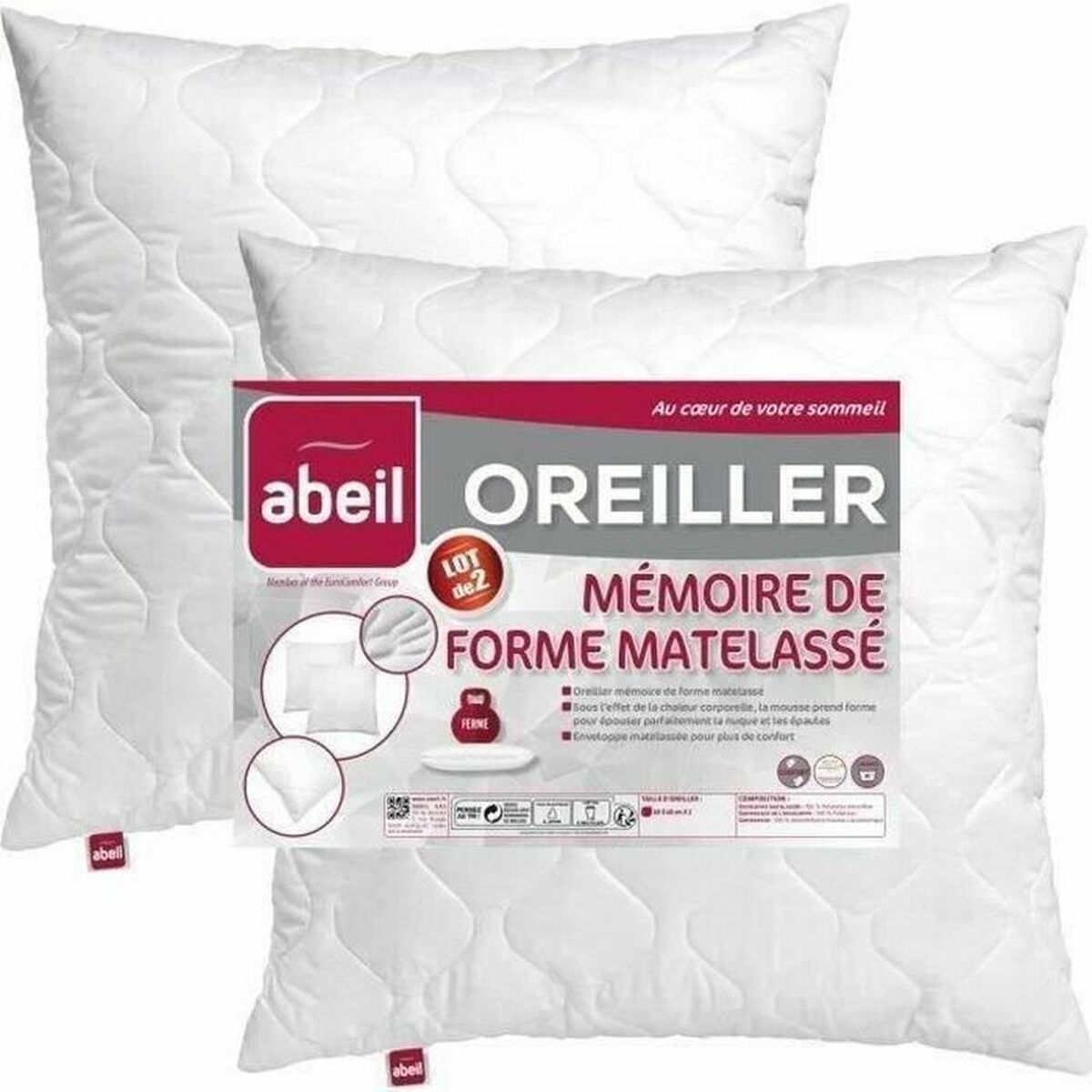 Kudden Abeil Memory Vit 60 x 60 cm