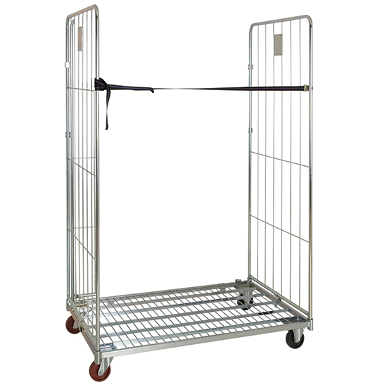 rullcontainer med 1 bas, 2 galler sido, 1 rem