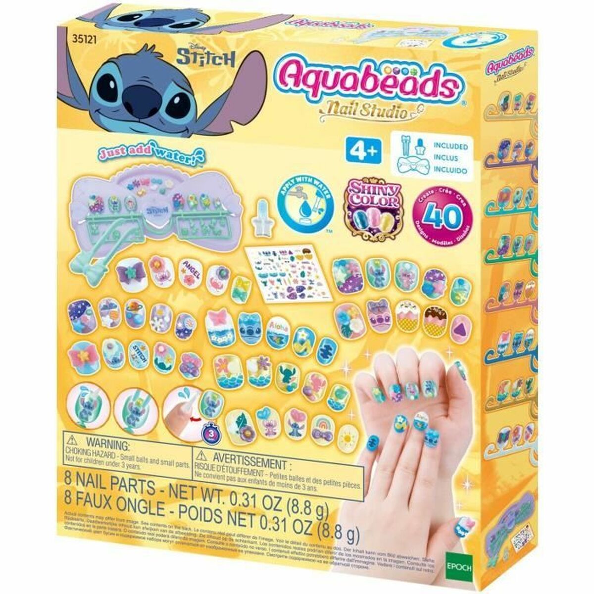 Manikyrset Aquabeads Nail Studio Stitch Multicolour 40 Delar