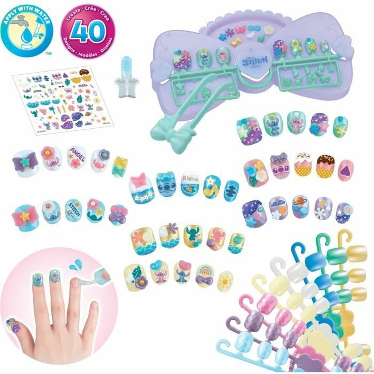 Manikyrset Aquabeads Nail Studio Stitch Multicolour 40 Delar - 2
