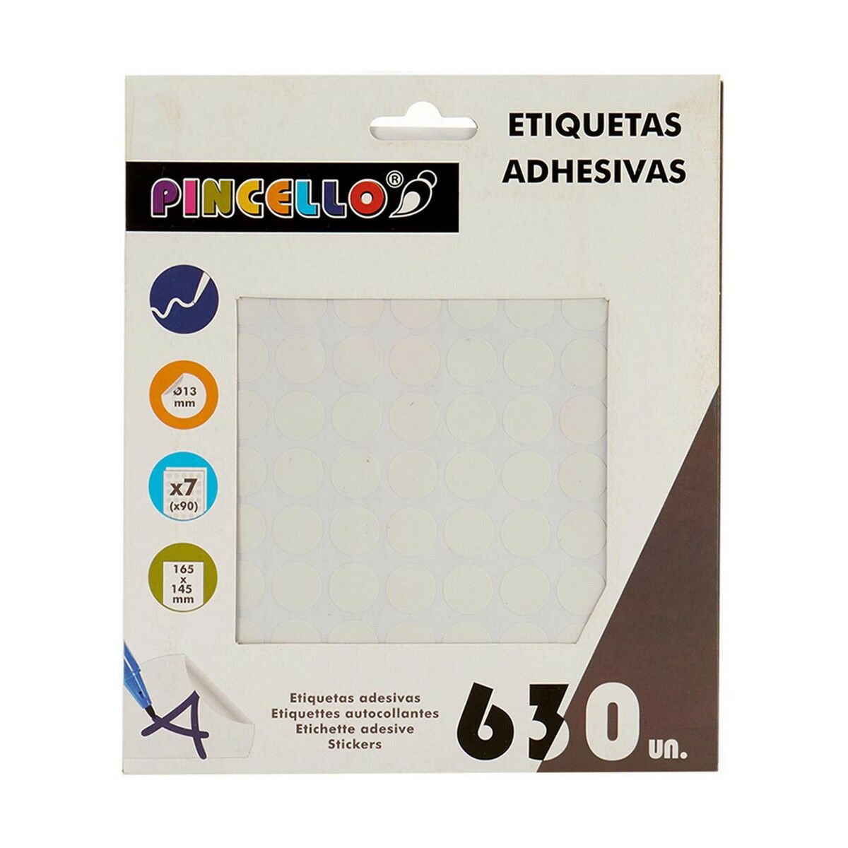 Självhäftande etiketter Pincello Vit Ø 13 mm 17 x 4 x 19 cm (12 antal) - 2