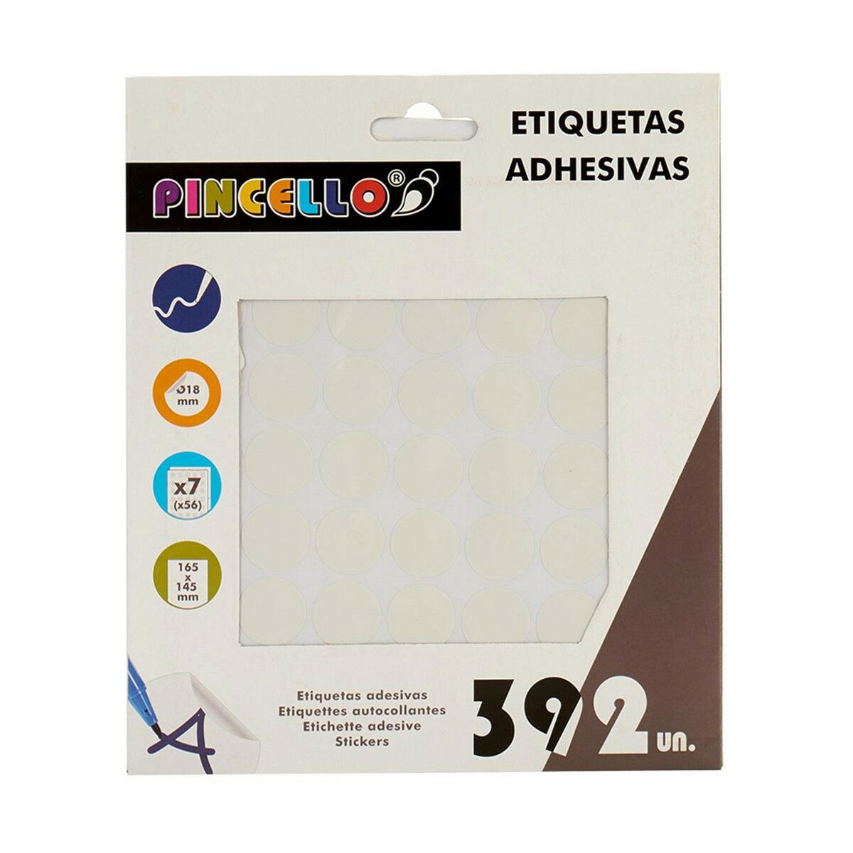 Självhäftande etiketter Pincello Vit Ø 18 mm 17 x 4 x 19,5 cm (12 antal) - 2