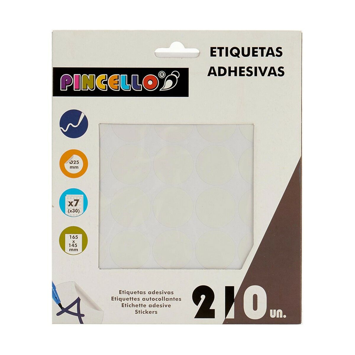 Självhäftande etiketter Pincello Vit Ø 25 mm 17 x 4 x 19 cm (12 antal) - 2