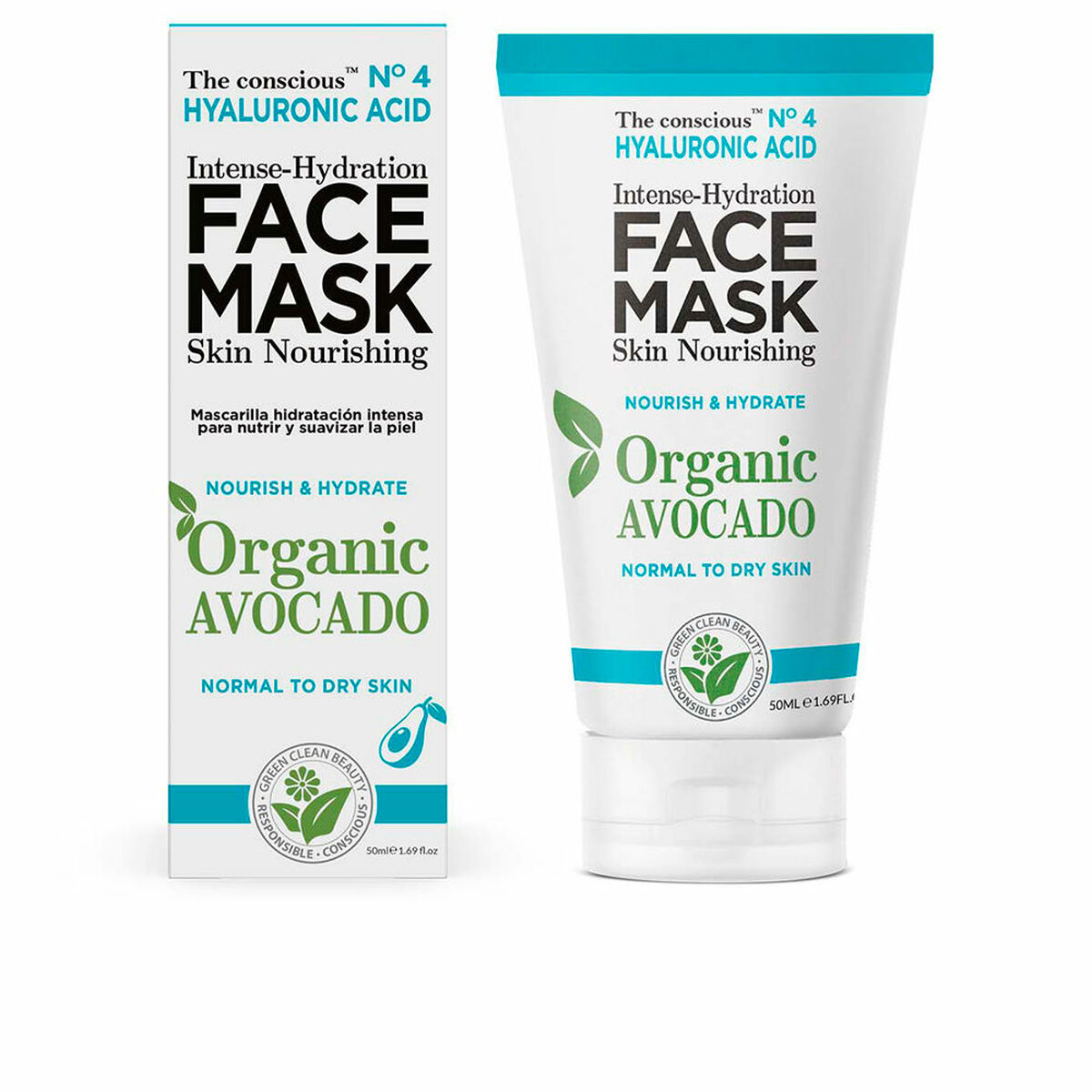 Fuktgivande Ansiktsmask The Conscious Hyaluronic Acid 50 ml Avokado