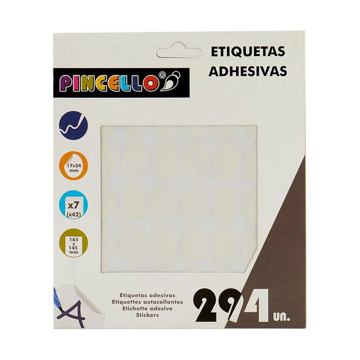 Självhäftande etiketter Pincello Vit 17 x 4 x 19 cm 17 x 24 mm Avlång (12 antal) - 2
