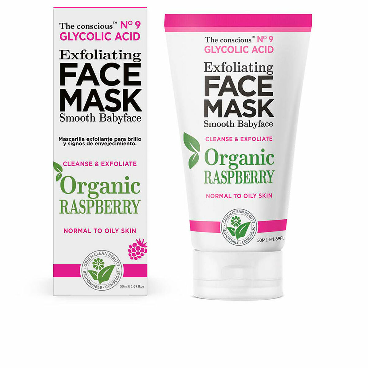 Exfolierande ansiktsmask The Conscious Glycolic Acid 50 ml Hallon
