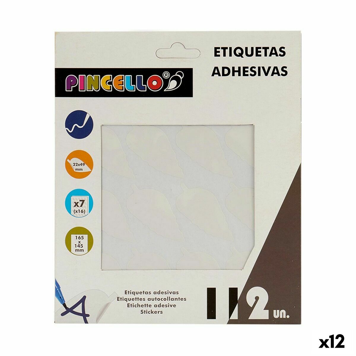 Självhäftande etiketter Pincello Vit 17 x 4 x 19 cm 22 x 49 mm Blad (12 antal)