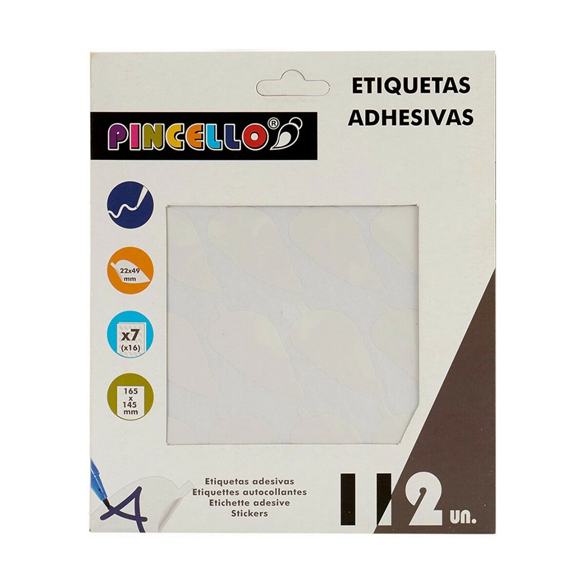 Självhäftande etiketter Pincello Vit 17 x 4 x 19 cm 22 x 49 mm Blad (12 antal) - 2
