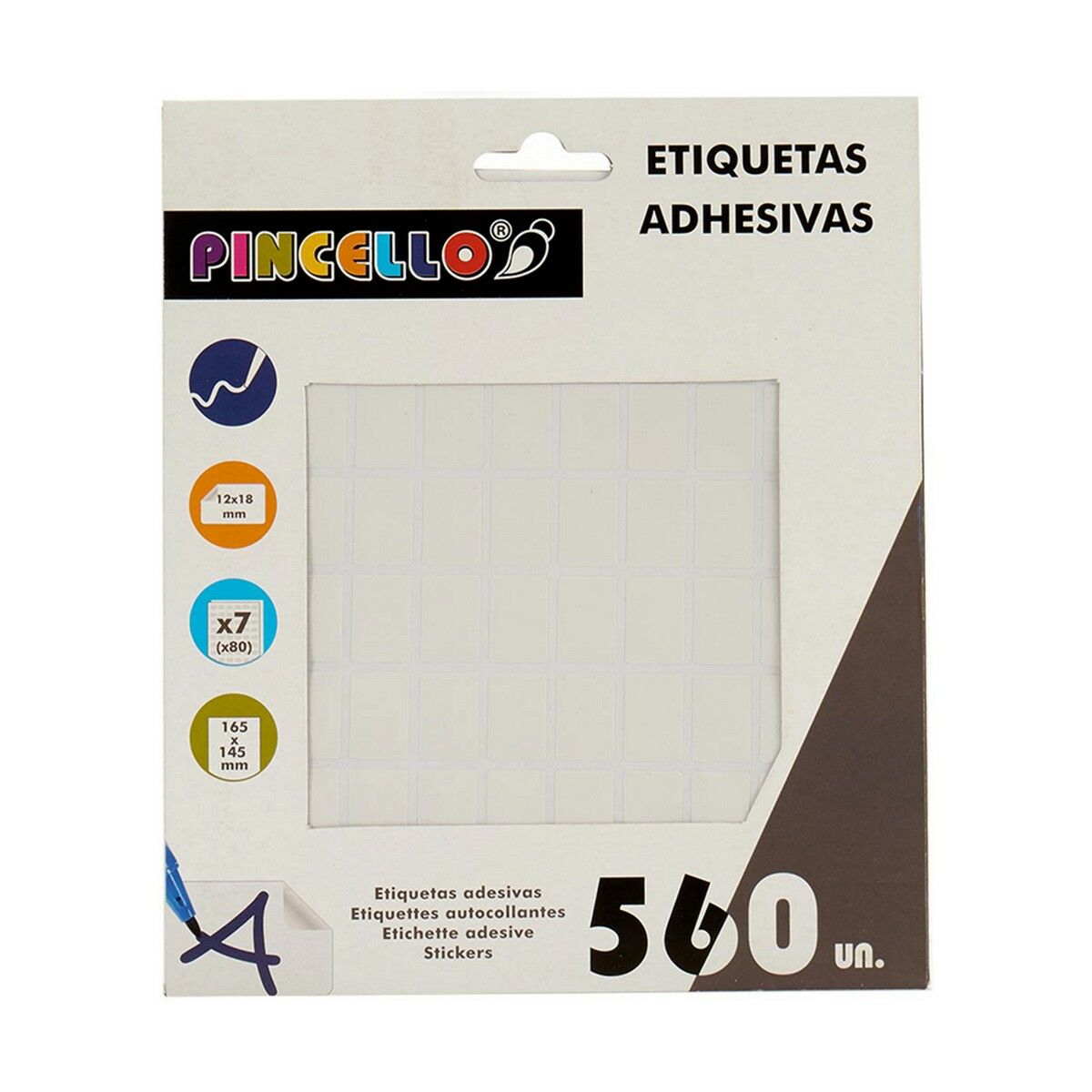 Självhäftande etiketter Pincello Vit 17 x 4 x 19 cm 12 x 18 mm Rektangulär (12 antal) - 2