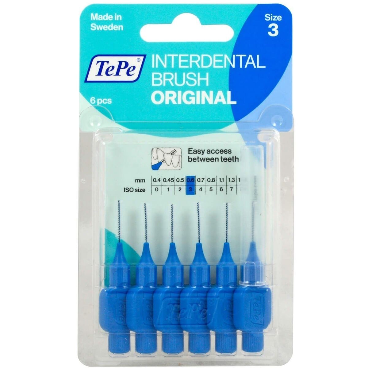 Interdentala borstar Tepe Blå 0,6 mm 6 antal