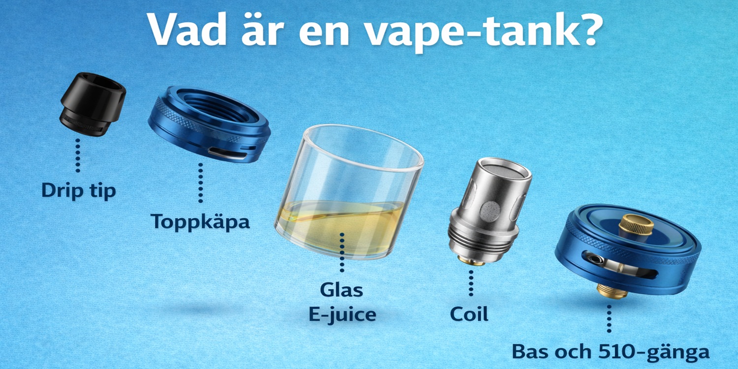Vad är en vape-tank och hur fungerar den – illustration av alla delar i en vape-tank