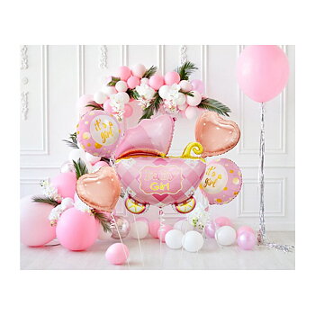 Babyboy barnvagn ballongbukett rosa