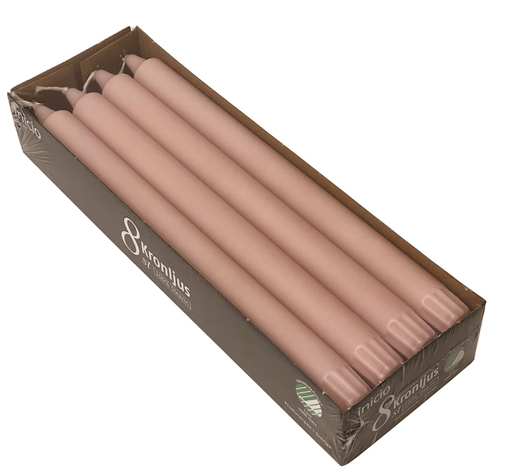 inicio Kronljus Rosa 100%stearin 28cm 8p 10h Svan