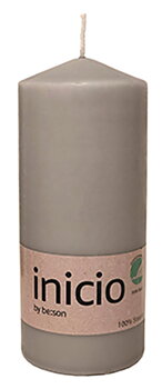 inicio Blockljus Grå 100% stearin 67x150mm Svanen
