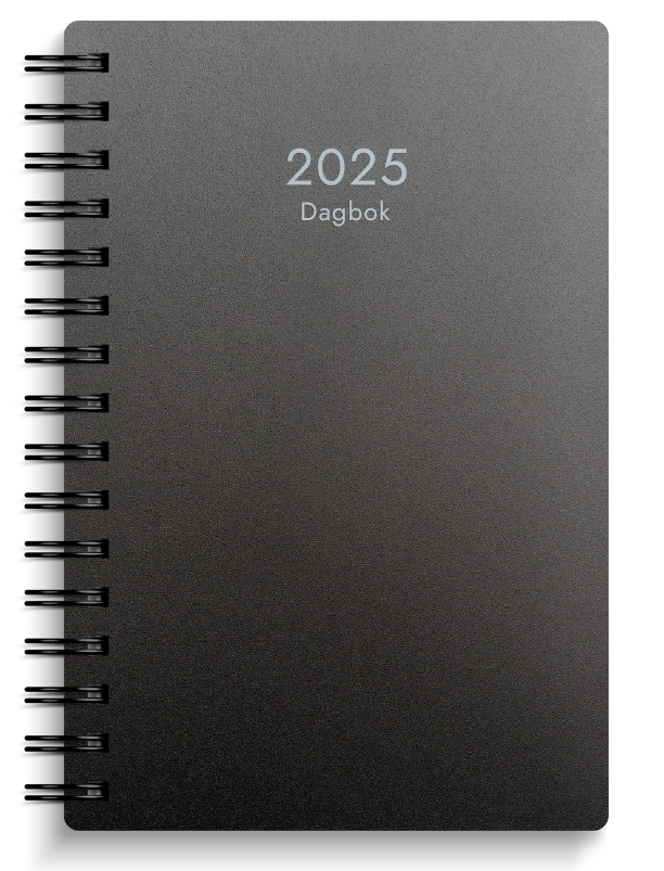 Kalender 2025 Dagbok svart PP-plast