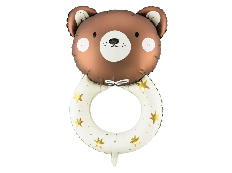 Folieballong teddybjörn skallra