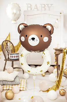 Folieballong teddybjörn skallra