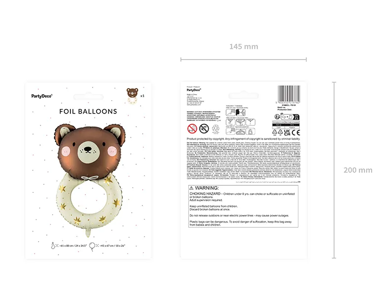 Folieballong teddybjörn skallra - 6