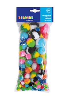 Pompom flerfärgade 100 st