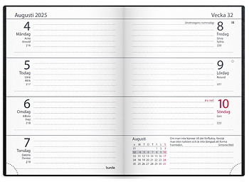 Kalender 2025 Lilla Fickdagboken svart konstläder
