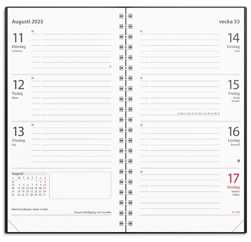 Kalender 2025 Master svart plast - 2