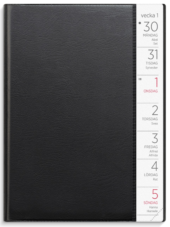 Kalender 2025 Liten Veckokalender svart plast