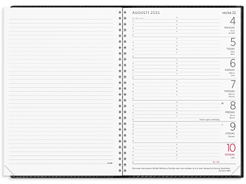 Kalender 2025 Stor Veckokalender svart konstläder