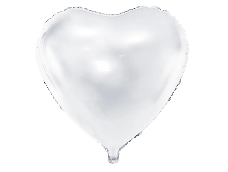 Folieballong vit hjärta 35cm