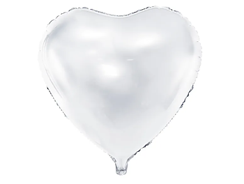Folieballong vit hjärta 35cm