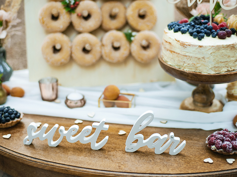 Wooden inscription Sweet bar, white, 37x10cm - 3
