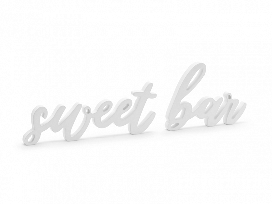Wooden inscription Sweet bar, white, 37x10cm