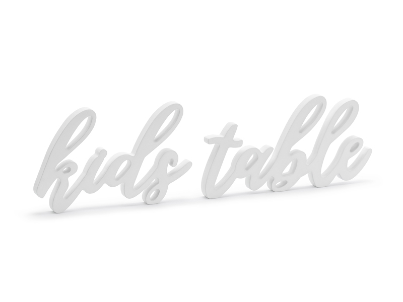 Wooden inscription Kids table, white