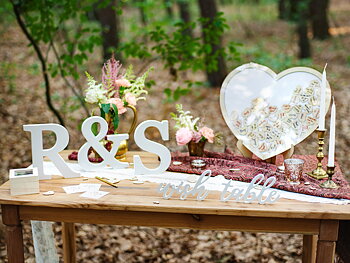 Wooden inscription Wish table, white,
