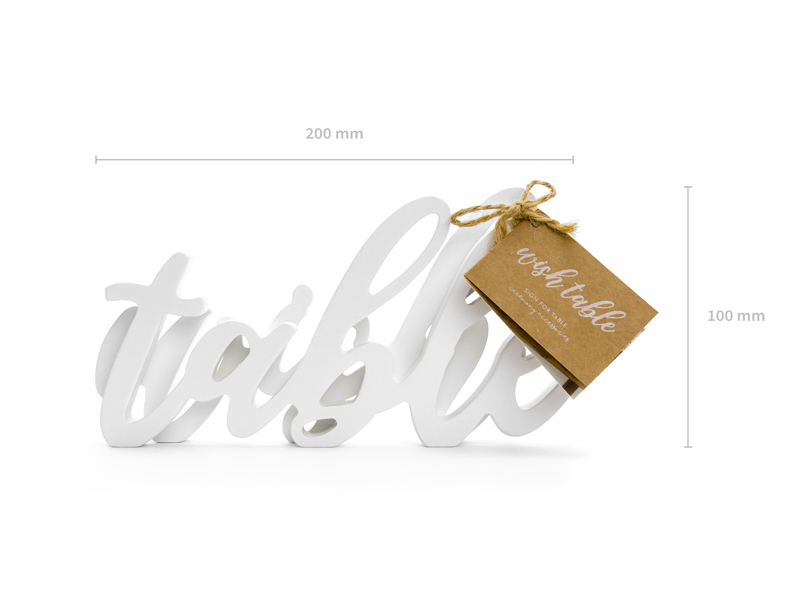 Wooden inscription Wish table, white, - 3