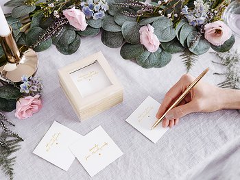 Gäst bok - wedding advice box, 9.5x9.5x6cm, English language version