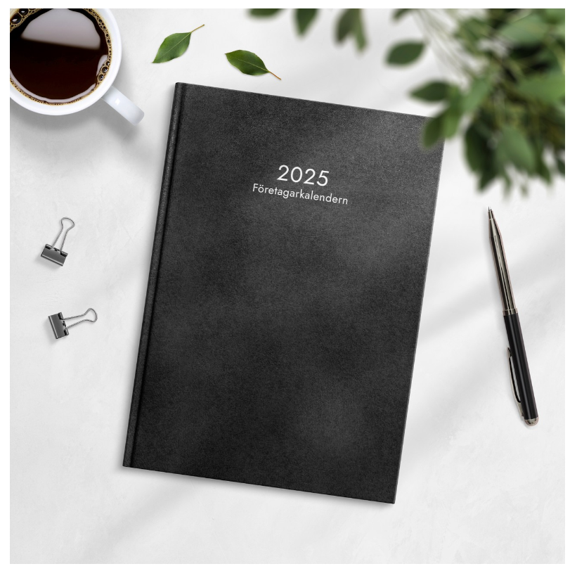Kalender 2025 Företagarkalendern svart konstläder - 2