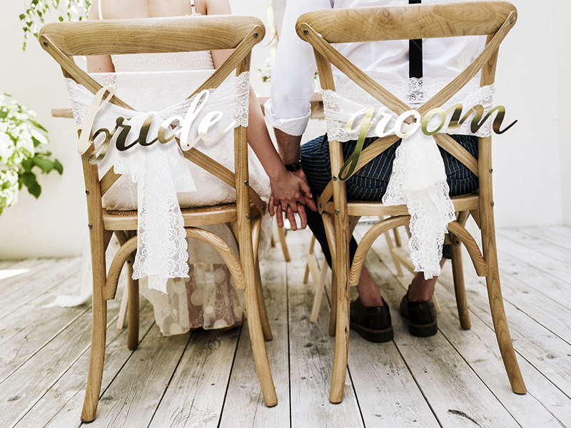 Stolskyltar Bride Groom, guld - 3