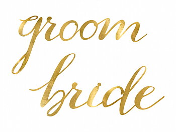 Stolskyltar Bride Groom, guld