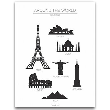 Poster 30x40 Barnmotiv Buildings White