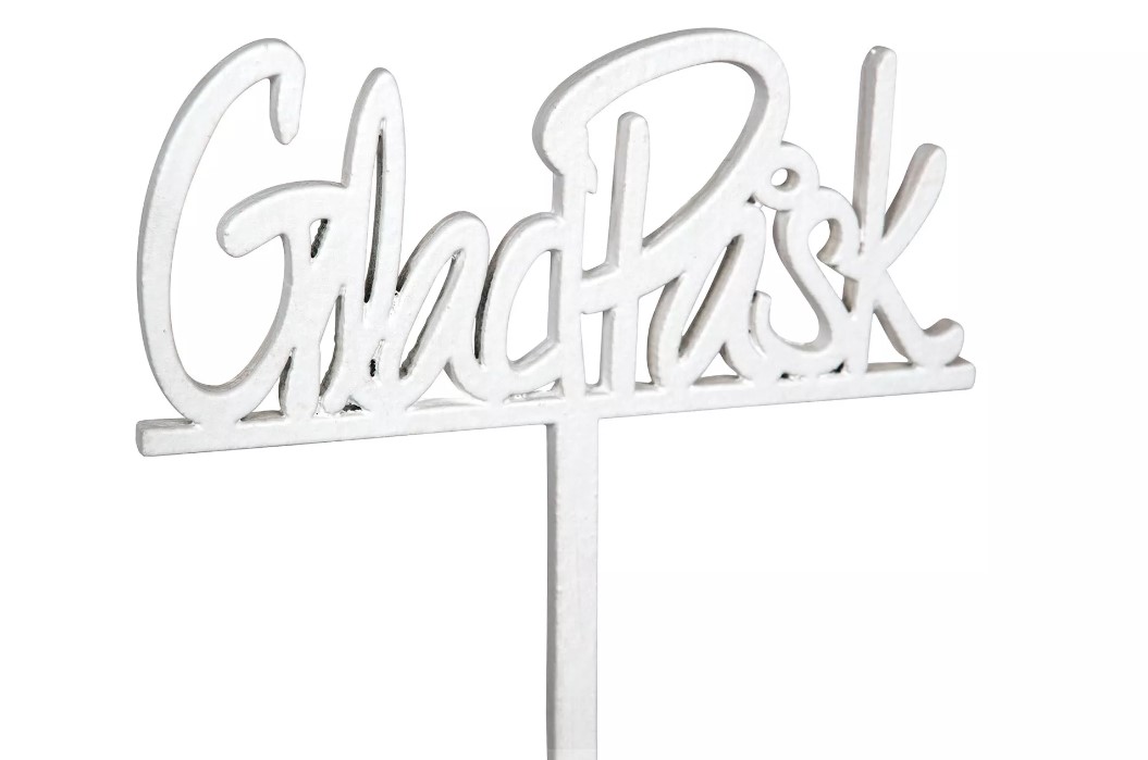 Glad Påsk Pinne Vit 9x4cm