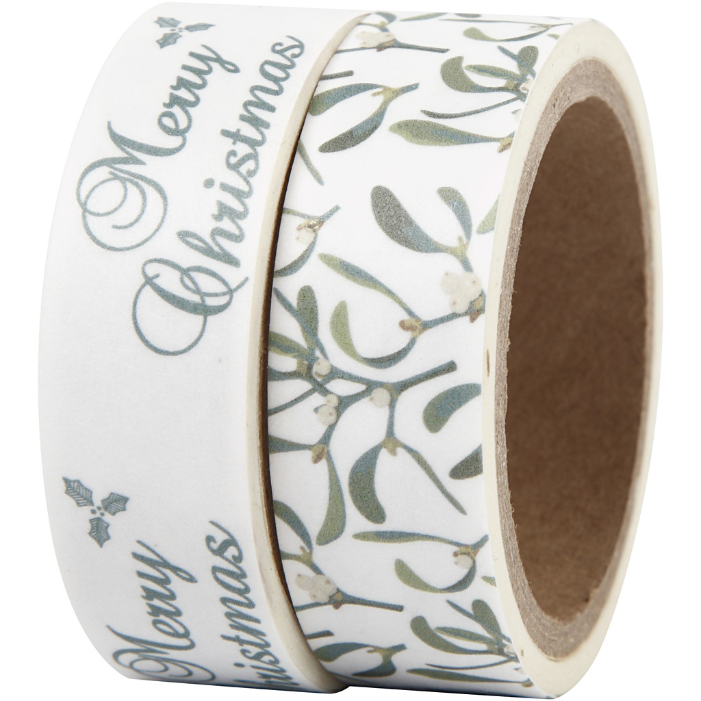 Washitejp, Mistel Och Merry Christmas, B: 15 mm, 5 M, 2 Rullar