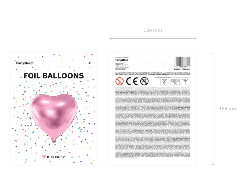 Folieballong ljus rosa hjärta - 7