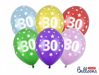 Ballonger 30cm, 30års dag, Metallic Mix