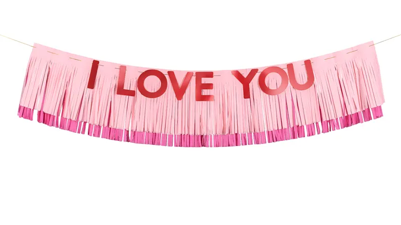 Banderoll I Love You, 150x30 cm, mix