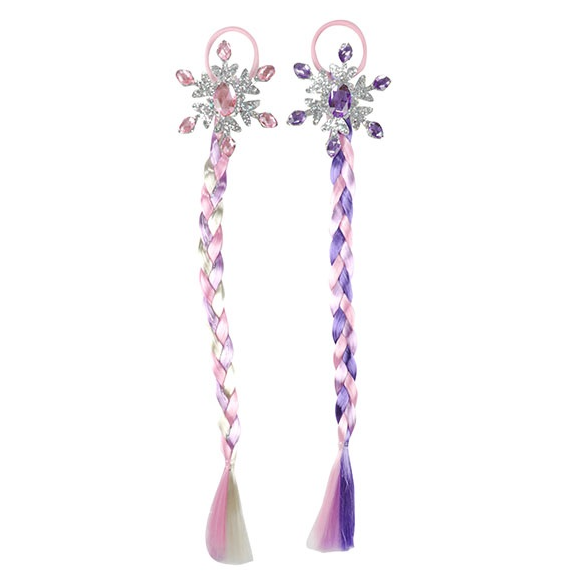 Hårsnodd med fläta rosa / lila- princess friends - 4