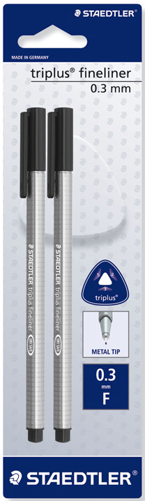 Fineliner 0.3mm Svart 2-pack