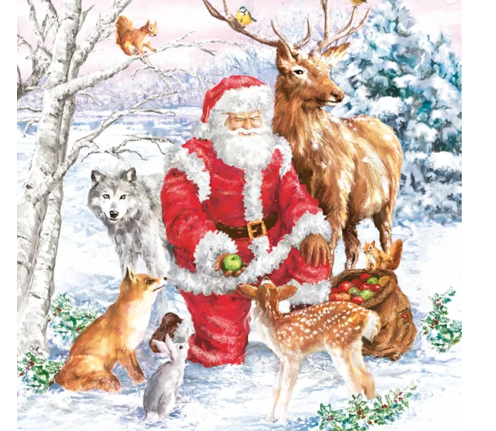 inicio Servetter Santa & Animals 3-lag 33cm 20p