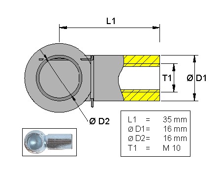 Kulhållare Metall L=35 M10