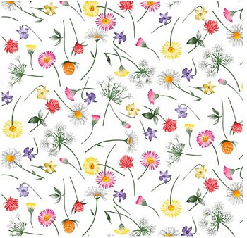 Vaxduk Rund Småblommig Rosa/Gul 140cm